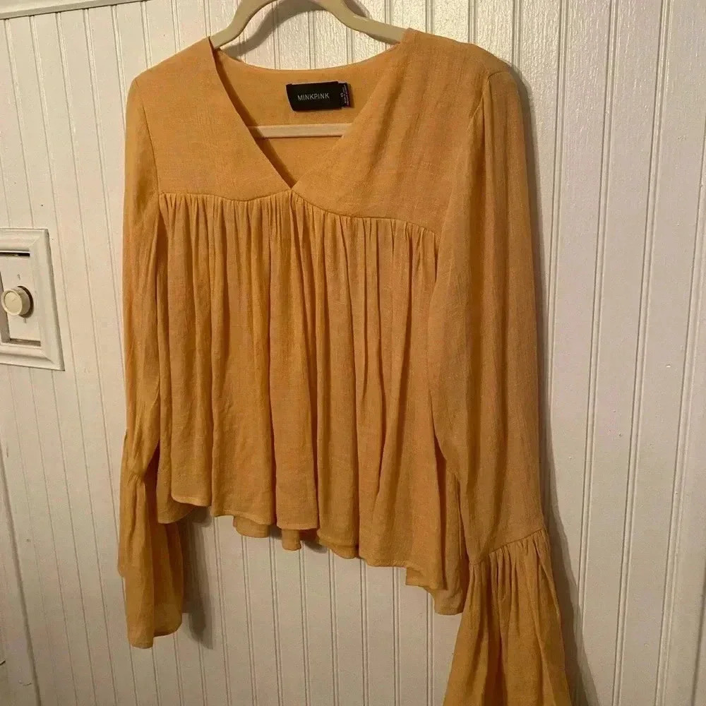 Minkpink bell sleeve peasant top
